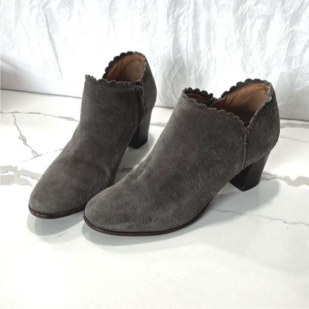 Jack Rogers Marianne Women’s Grey Suede Leather Booties Ankle Boots Size 7.5